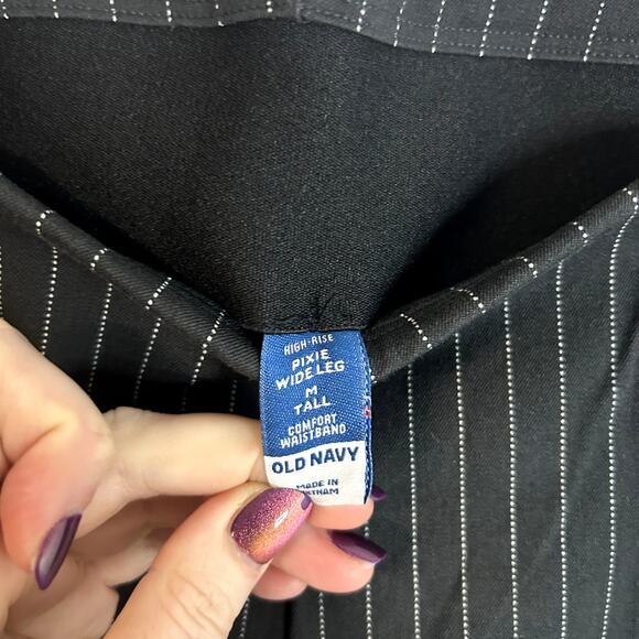 Old Navy High Rise Pixie Wide Leg Pant Womens Size Medium Tall NWT Gray White - Picture 4 of 6